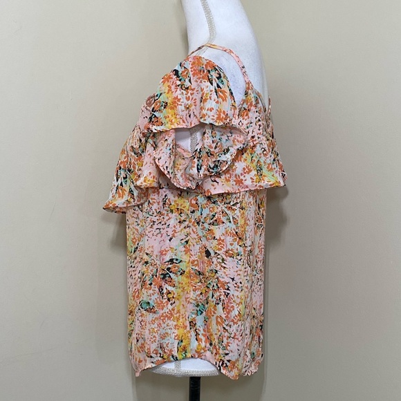 APT 9 || Woman’s Off shoulder Orange Floral Pattern Blouse size Medium - Picture 2 of 7